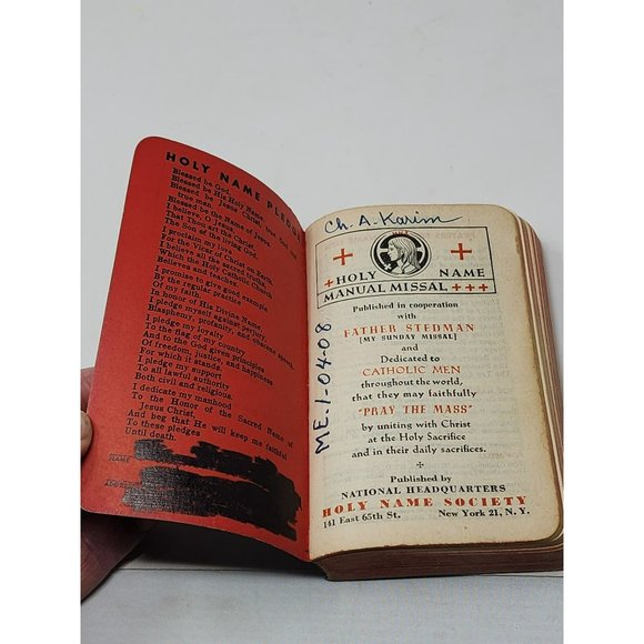 Vintage Official Holy Name‎ Manuel Missal And Bircraft Lucite Acrylic Rose - Picture 2 of 16